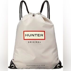 Hunter‎ Boots Original Black Silver Cinch Backpack Bag with Drawstring Closure